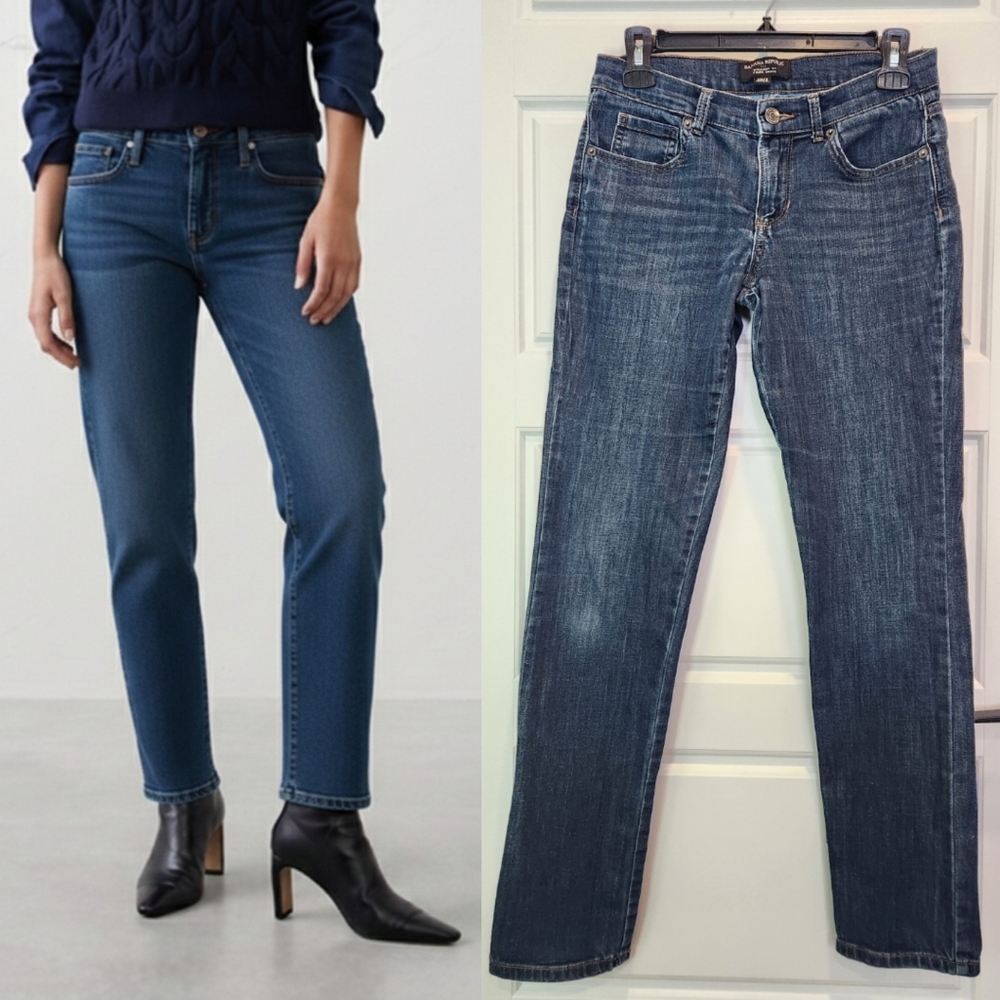 Sz 26 Banana Republic Mid-Rise Straight Fit Dark Wash Stretchy Women's Jeans